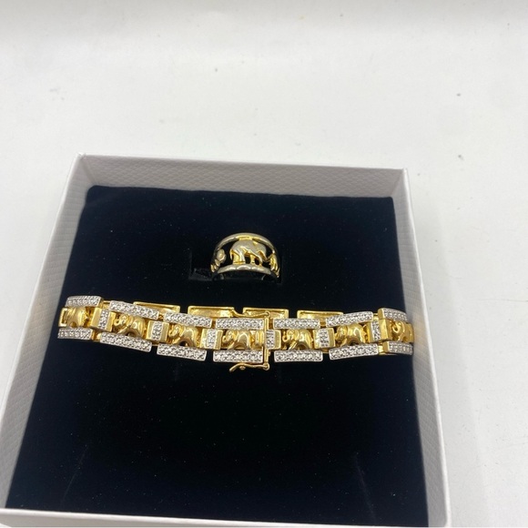 Vintage Bracelet and ring size 6 Two-tone 925 China Sterling Silver 10k GP - Picture 11 of 14